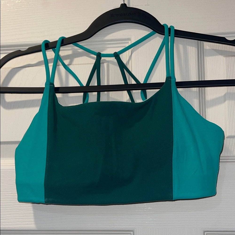 Athleta Dark Green Strappy Sports Bra